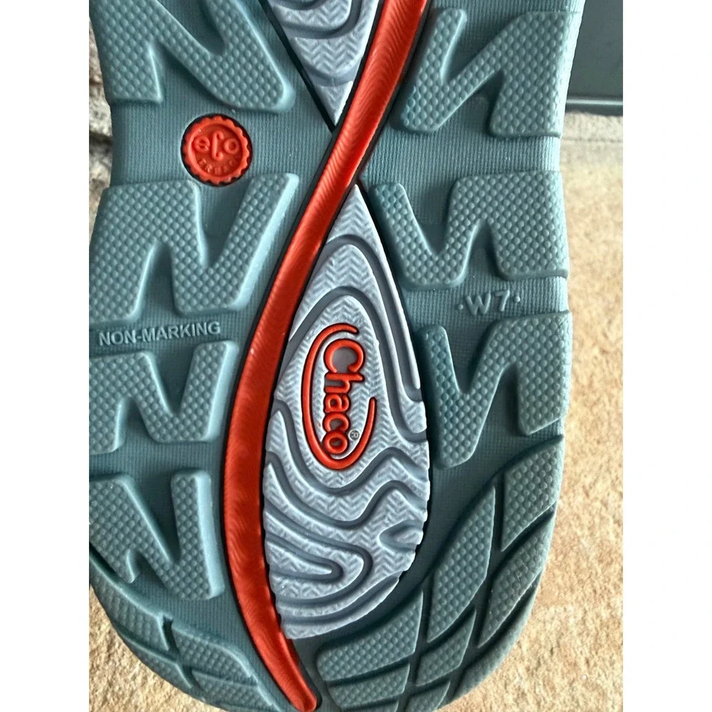 Chaco Z Cloud Sandals Womens 7 Orange Gray Strap Hiking Shoes Outdoor Granola - Picture 6 of 10